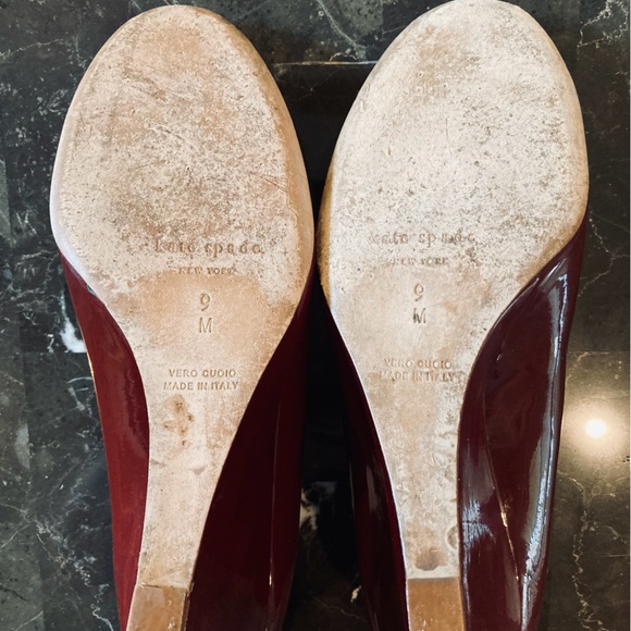 ❤️WAS $100 Kate Spade Burgundy Patent Leather Wedge Heels - Picture 12 of 12